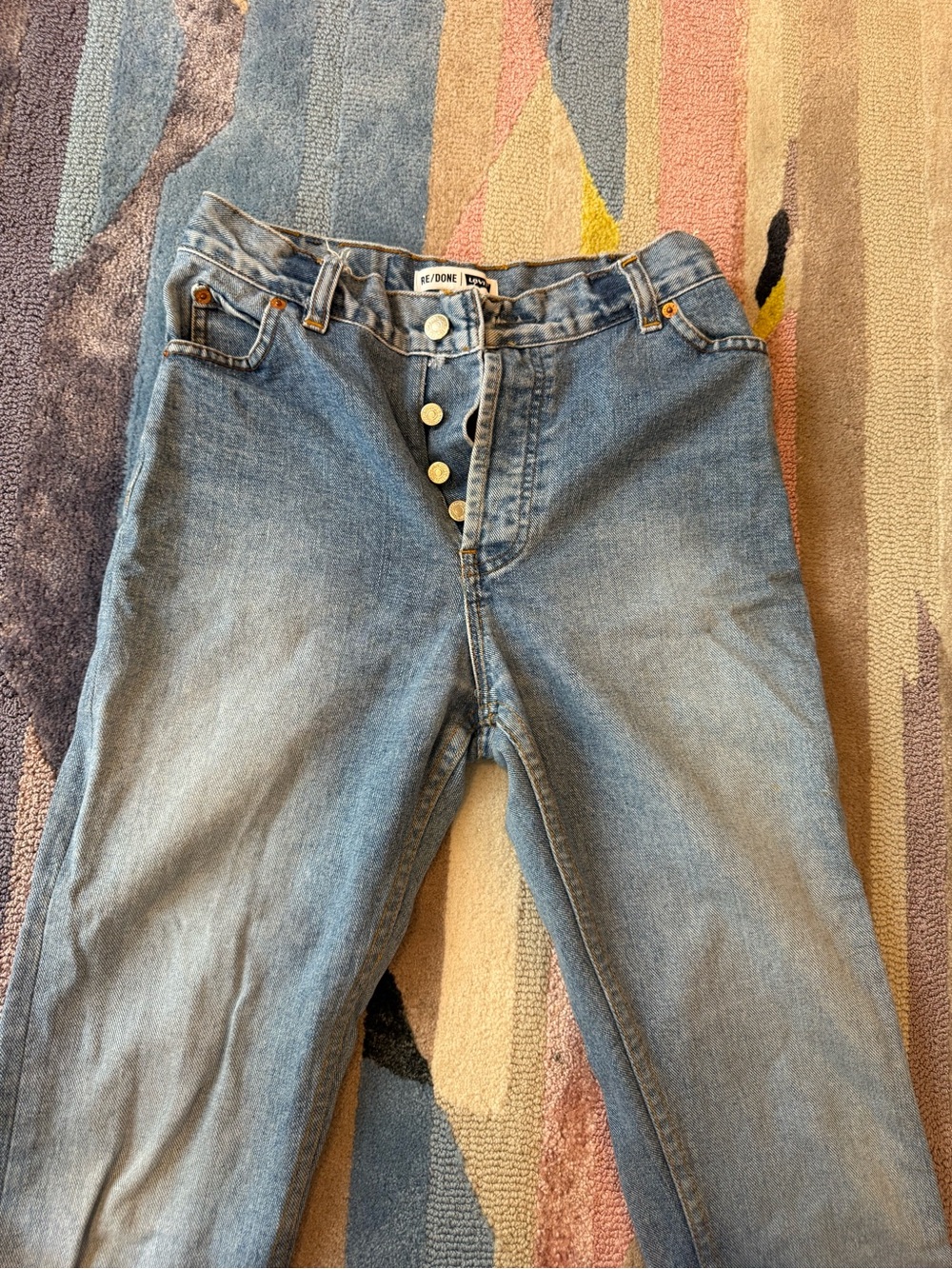 Re/Done High-Rise Button-Fly Light Blue Denim Jeans